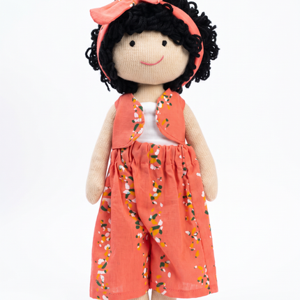 Nourisher Handmade Cloth Doll – Coral Floral Dress