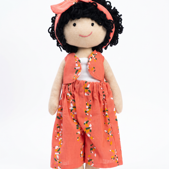 Nourisher Handmade Cloth Doll – Coral Floral Dress