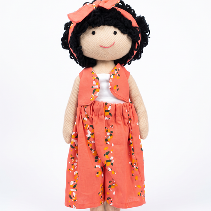 Nourisher Handmade Cloth Doll – Coral Floral Dress