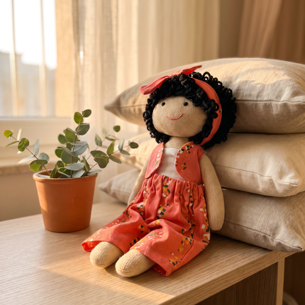 Nourisher Handmade Cloth Doll – Coral Floral Dress