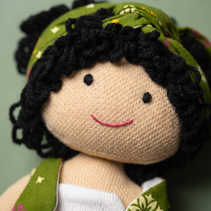Nourisher Handmade Cloth Doll – Green Floral Dress