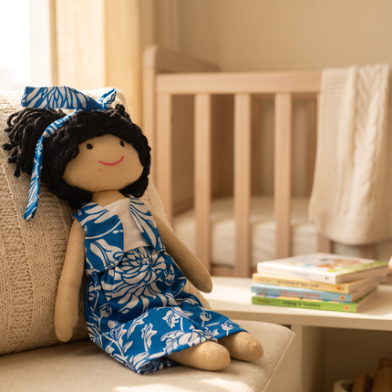 Nourisher Handmade Cloth Doll – Blue Floral Outfit