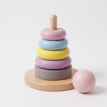 Wooden Ring Stacker Pastel color