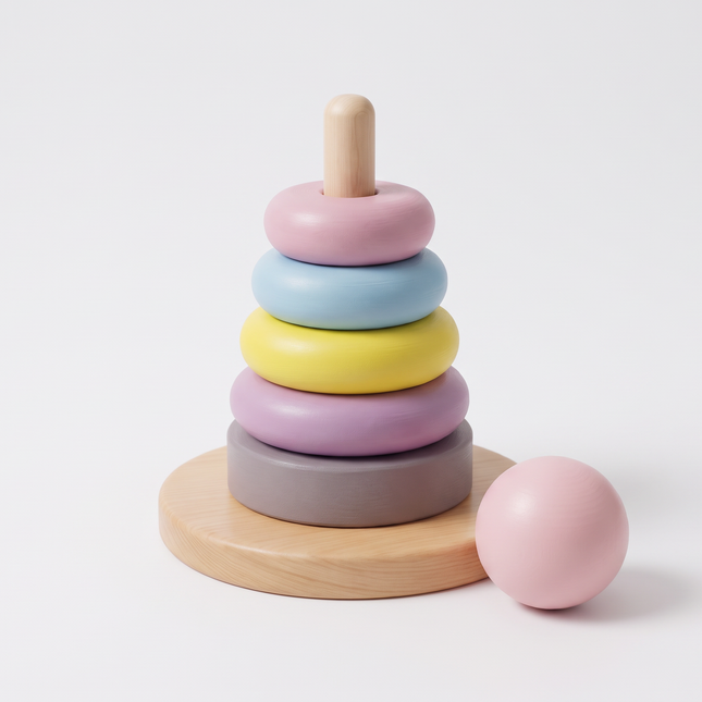 Wooden Ring Stacker Pastel color