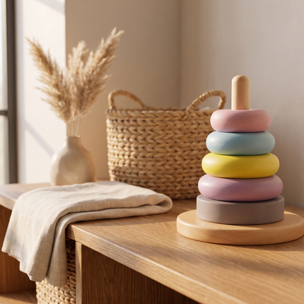 Wooden Ring Stacker Pastel color