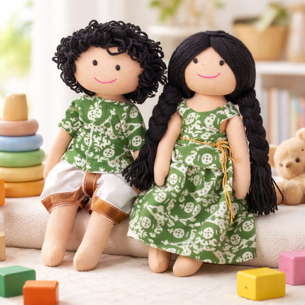 Best Friends Cloth Dolls Hand-stitched Pair