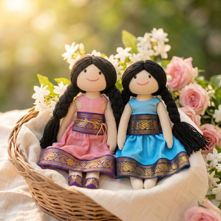 Sisters Duo — Handmade Cloth Doll Gift Set of 2 (Ages 1+)