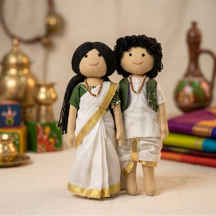 Anjali's Amma & Appa — Handmade Kerala Couple Doll Set (Ages 1+)