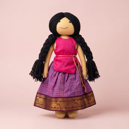 Shruti— Nourisher Handmade Traditional Indian Doll  (Ages 1+)Pink & Purple Ethnic Dress