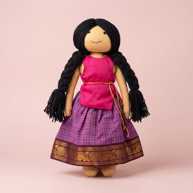 Shruti— Nourisher Handmade Traditional Indian Doll  (Ages 1+)Pink & Purple Ethnic Dress