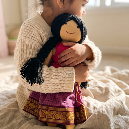 Shruti— Nourisher Handmade Traditional Indian Doll  (Ages 1+)Pink & Purple Ethnic Dress